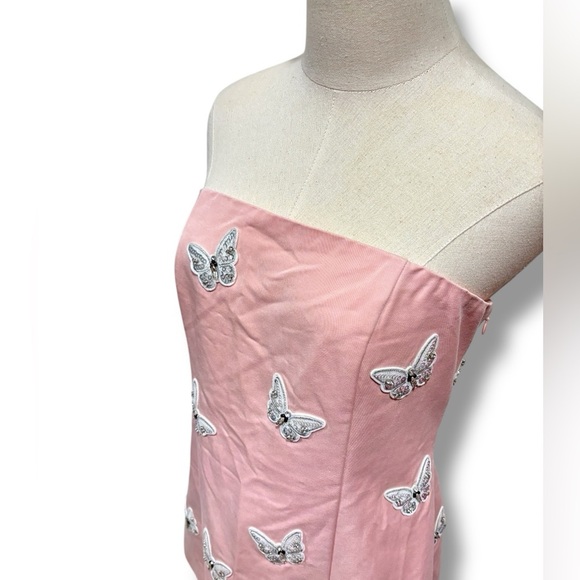 Mare Mare Strapless Ballerina Pink Butterfly Embellished Mini Dress Size Medium - Picture 3 of 12